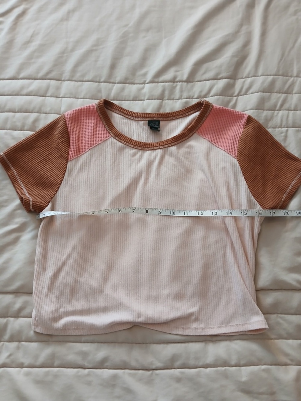 wild fable Pink and Brown Ribbed Colorblock Crop Top - Picture 6 of 6